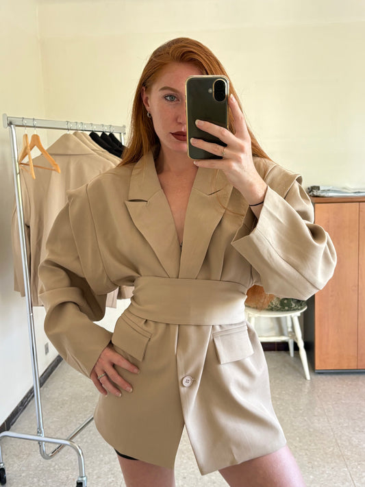 Blazer oversize taupe « Manon »