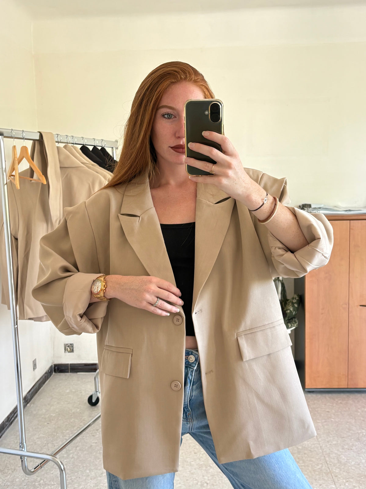 Blazer oversize taupe « Manon »