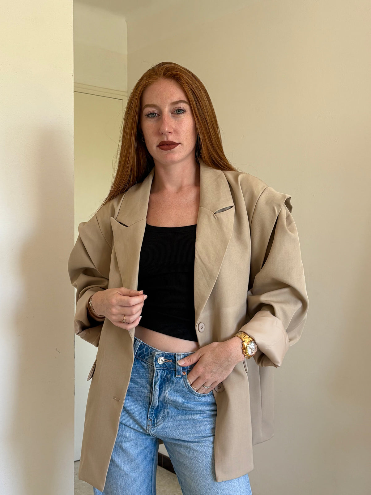 Blazer oversize taupe « Manon »